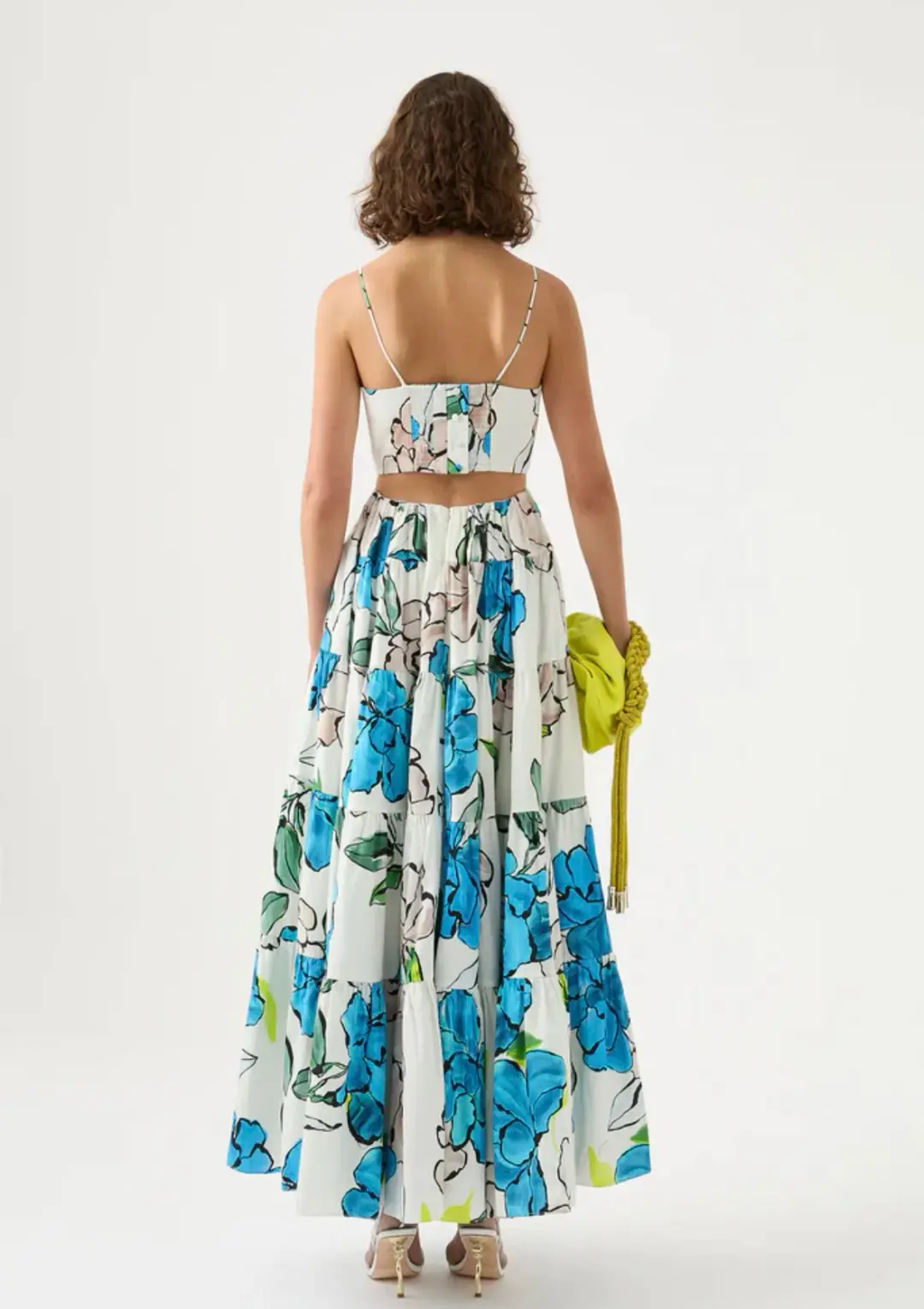AJE Botanical Tiered Maxi Dress Cool Camellia Size 4 for rent on The Volte - main image