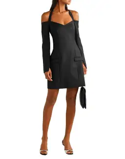 Anna Quan Nina Off Shoulder Wool Twill Mini Dress In Black Size 6 for rent on The Volte - image 1