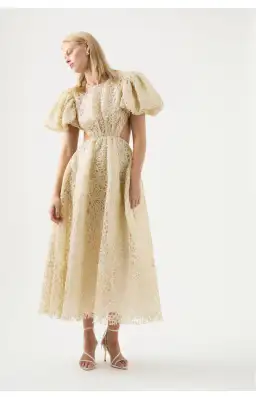 Aje Patina Lace Midi Dress Ivory Size AU 14 for rent on The Volte - image 1