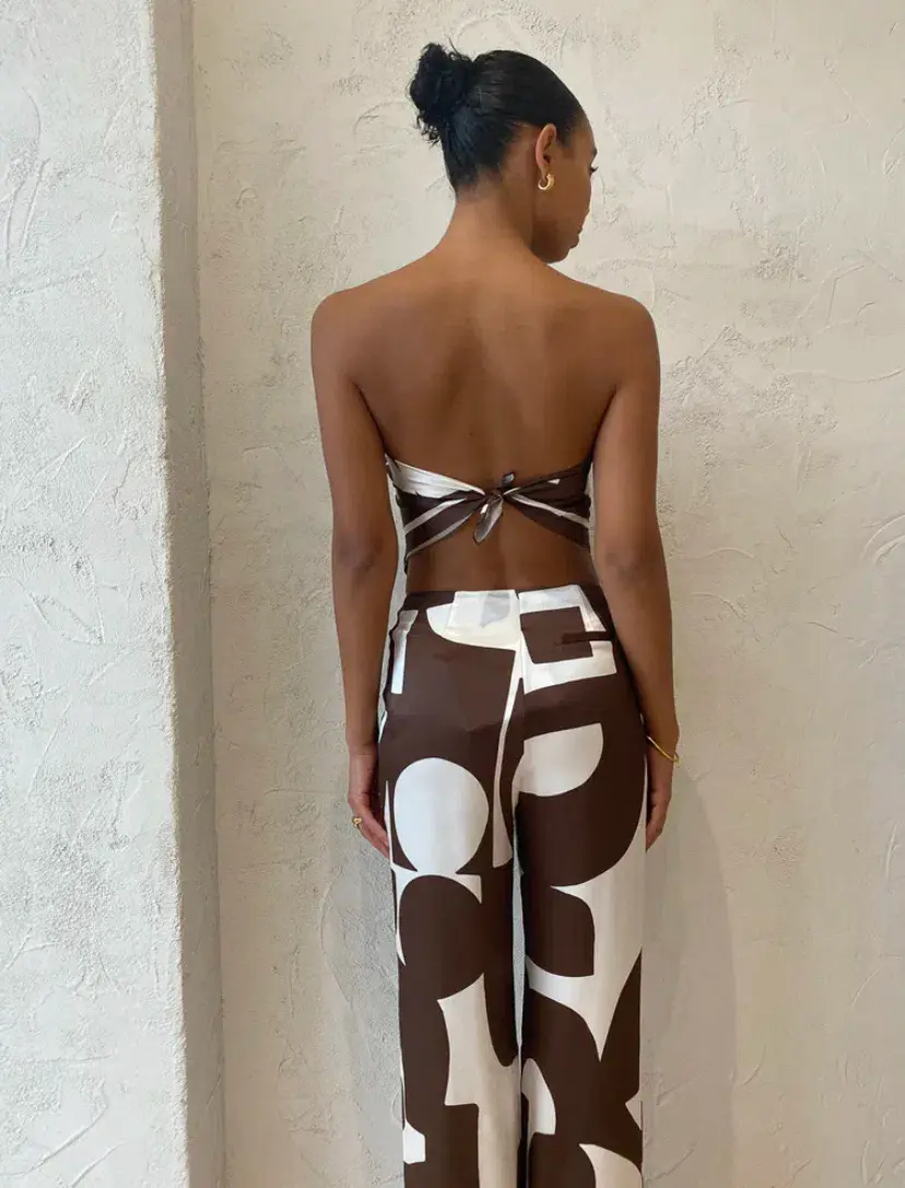 Sir the Label Julien Scarf and Pants Set In Abstract Chocolate Size 1 / AU 8 for rent on The Volte - main image