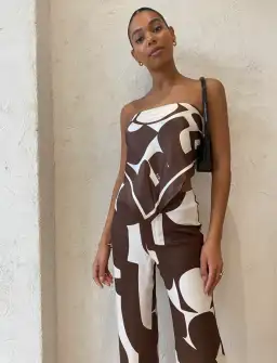 Sir the Label Julien Scarf and Pants Set In Abstract Chocolate Size 1 / AU 8 for rent on The Volte - image 2