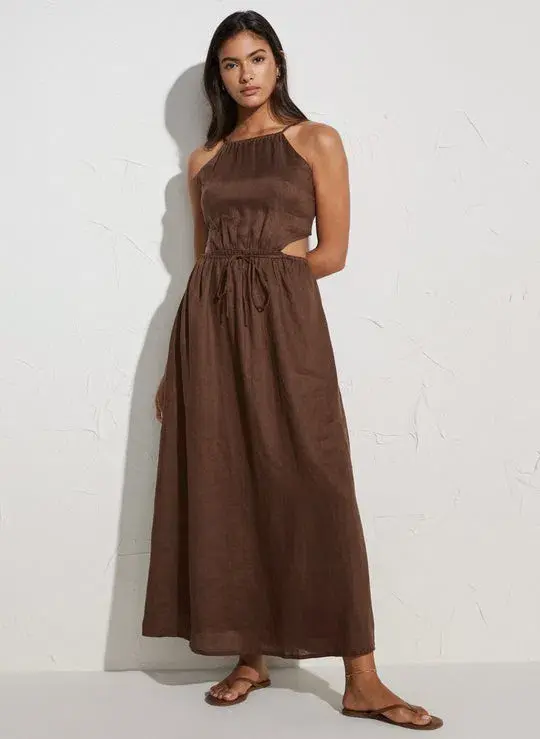 Faithfull the Brand La Piedra Maxi Dress Brown Size 10 for rent on The Volte - main image