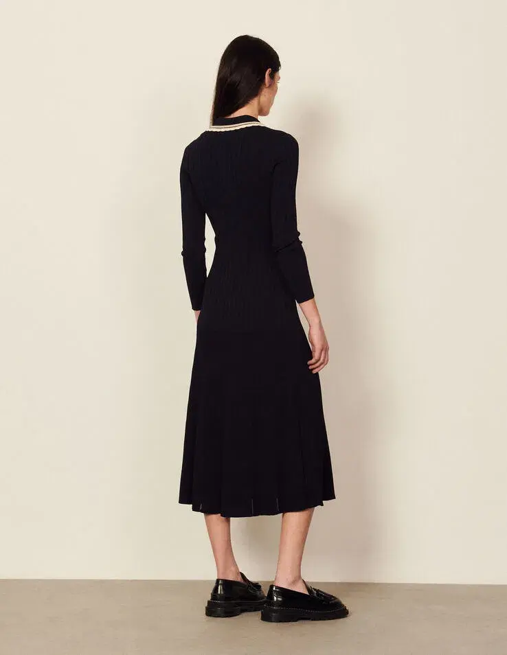 Sandro Paris Alexandrine Ribbed Knit Shirtdress Size 40 / AU 10 for rent on The Volte - main image