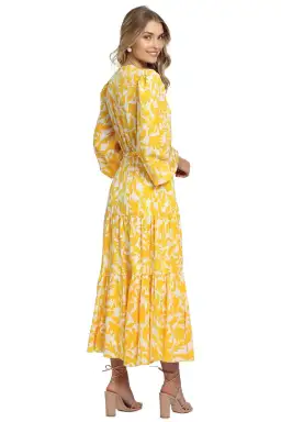 Rebecca Vallance Limoncello Midi Dress Print Yellow Size 6 for rent on The Volte - image 4