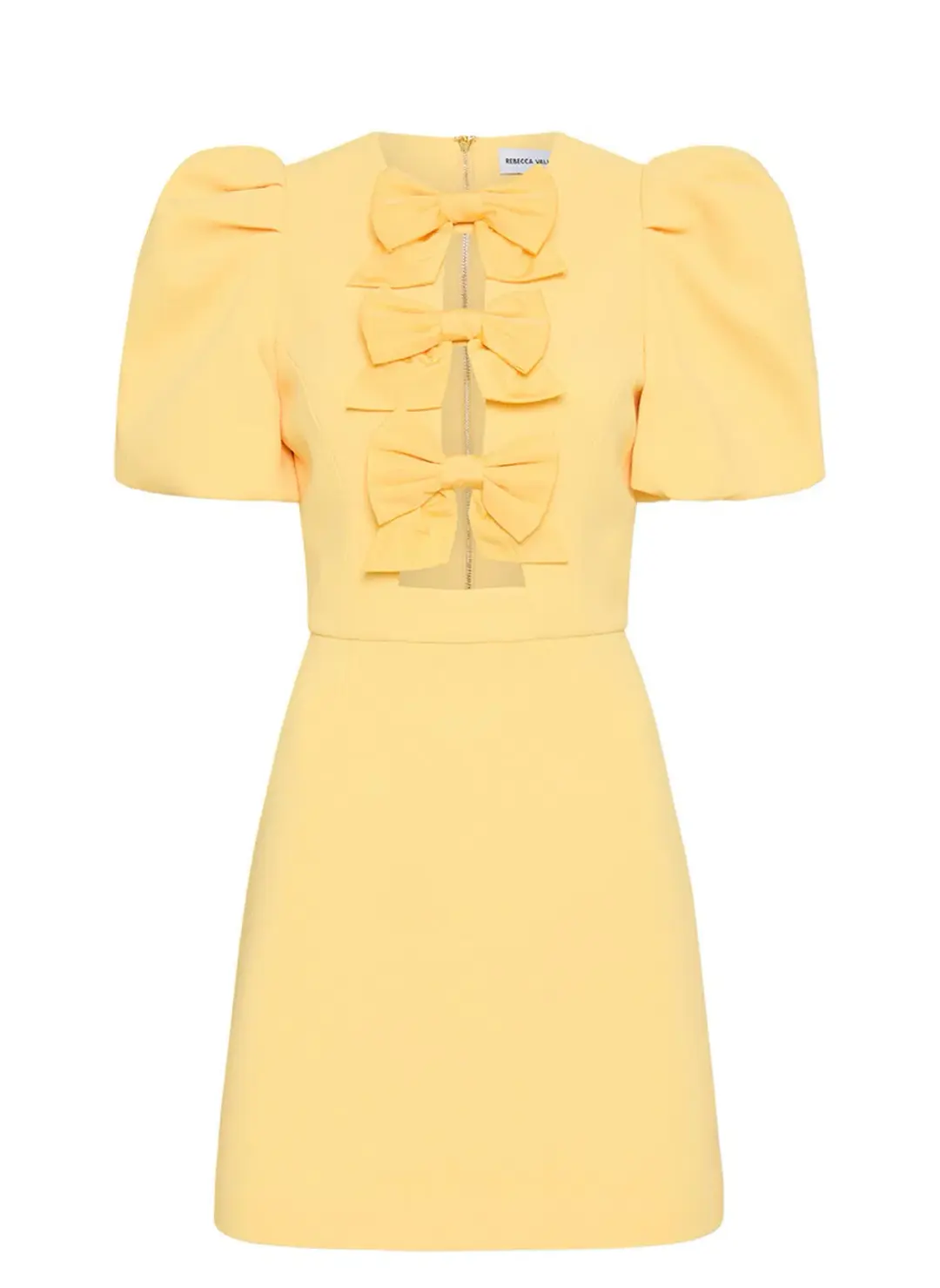 Rebecca Vallance Chloe Bow Mini Dress Yellow Size 8 for rent on The Volte - main image