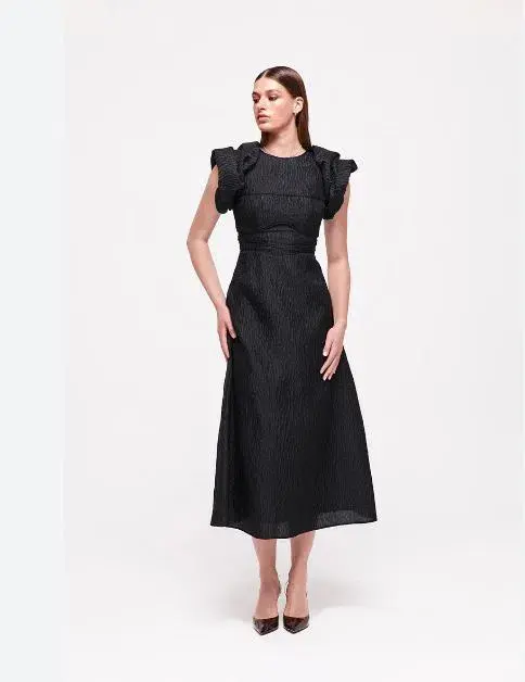Rachel Gilbert Sophy Midi Dress in Black Size 16 for rent on The Volte - main image