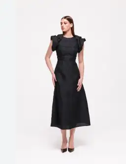 Rachel Gilbert Sophy Midi Dress in Black Size 16 for rent on The Volte - image 1