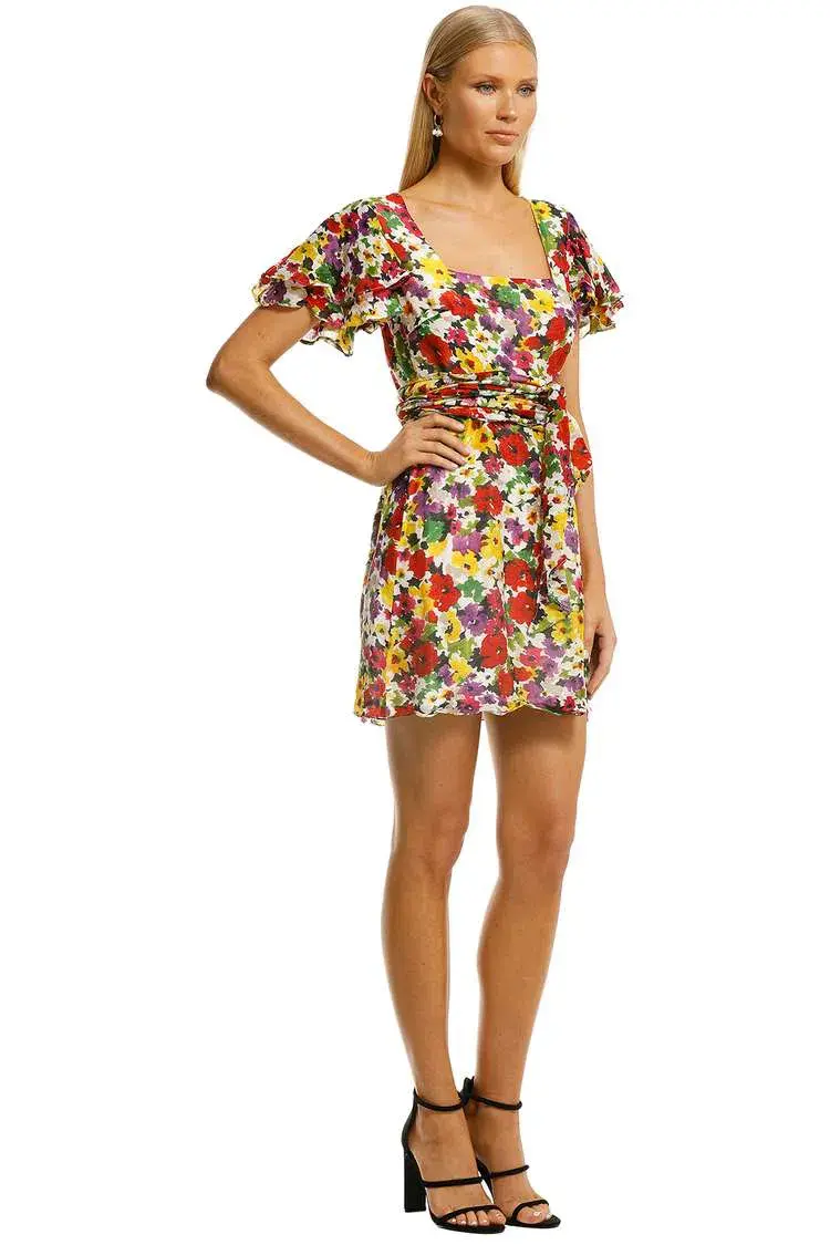 Talulah The Blossom Mini Dress Cloud Dancer Multi Print Size 12 for rent on The Volte - main image