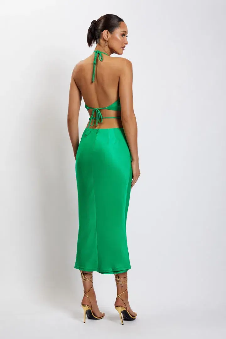 Meshki Leanne Halter Dress Green Size 10 for rent on The Volte - main image
