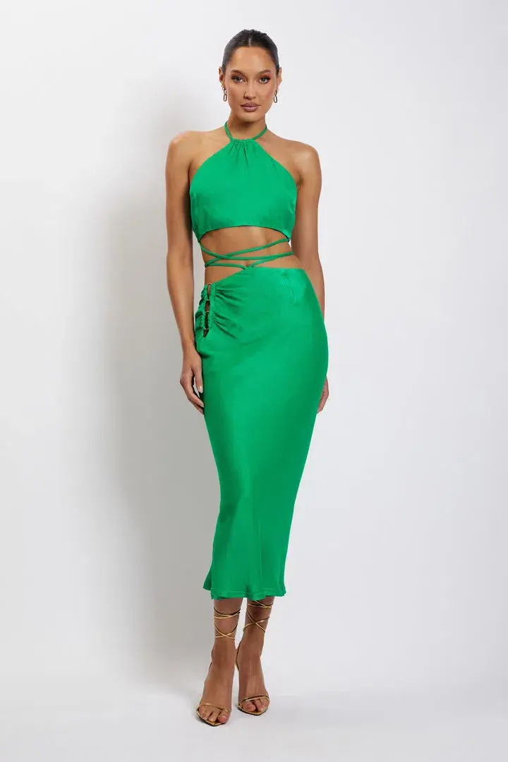 Meshki Leanne Halter Dress Green Size 10 for rent on The Volte - main image