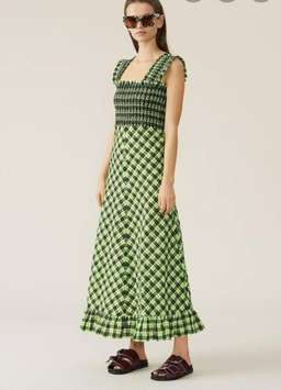 Ganni Checked Midi Dress size 8 for rent on The Volte - image 2