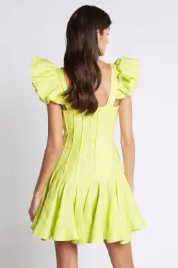 Aje Breathless Frill Sleeve Mini Dress Lime Size 8 for rent on The Volte - image 3