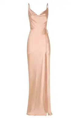 Shona Joy La Lune Bias Cowl Maxi Dress with Split and Tie in Desert Rose Size 16 for rent on The Volte - image 3