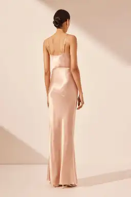Shona Joy La Lune Bias Cowl Maxi Dress with Split and Tie in Desert Rose Size 16 for rent on The Volte - image 2