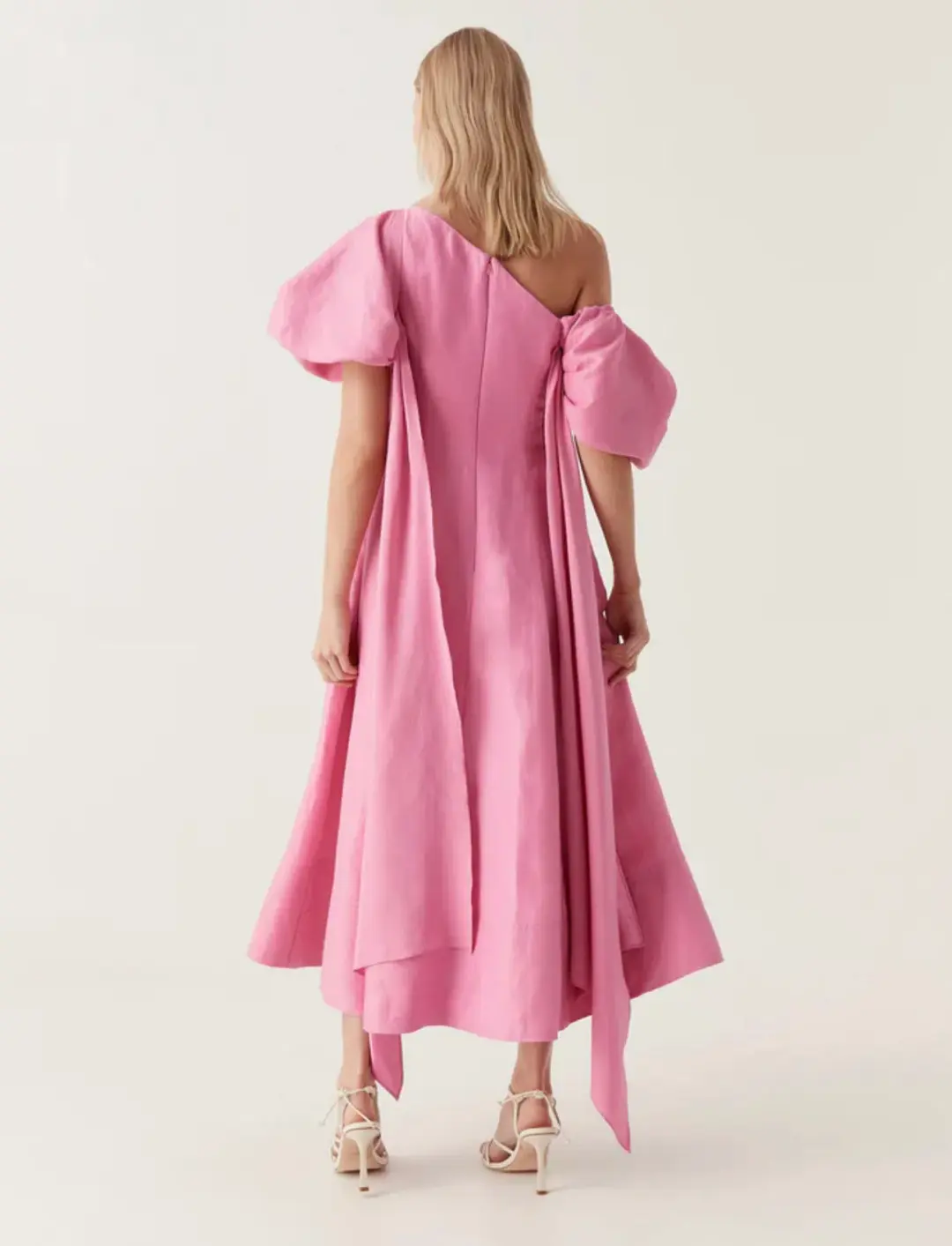 Aje Arista Tulip Sleeve Midi Dress in Pink Size 10 for rent on The Volte - main image