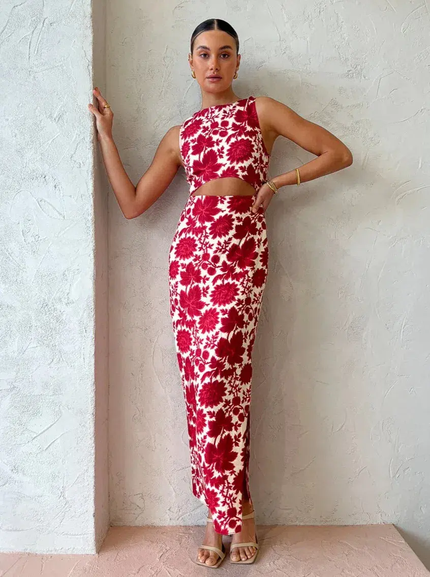 Sir the Label Cinta Cut Out Midi Dress Floral Size 1 / AU 8 for rent on The Volte - main image