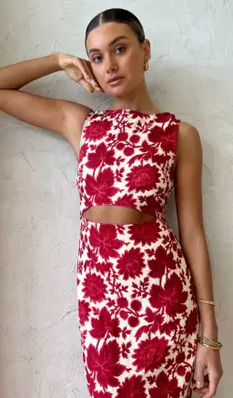 Sir the Label Cinta Cut Out Midi Dress Floral Size 1 / AU 8 for rent on The Volte - image 2