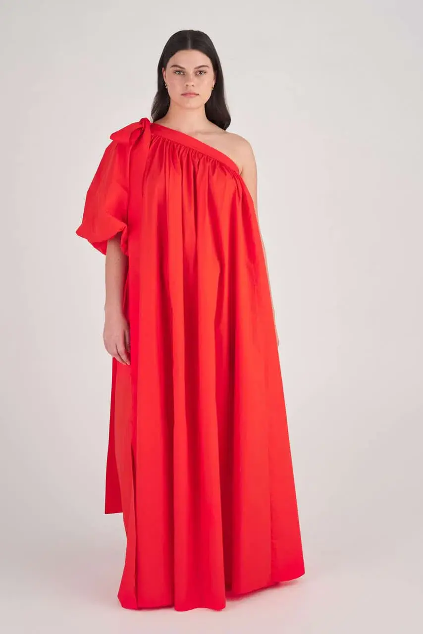 Oroton One Shoulder Dress Red Size AU 8 for rent on The Volte - main image