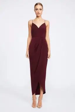 Shona Joy Core Cocktail Draped Maxi Dress Burgundy Size 14 for rent on The Volte - image 1