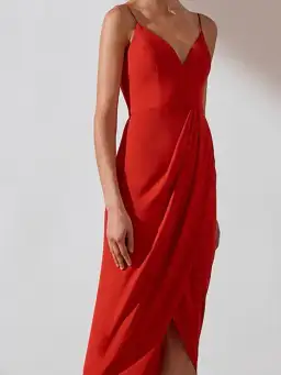 Shona Joy Core Cocktail Draped Maxi Dress Red Size 14 for rent on The Volte - image 2
