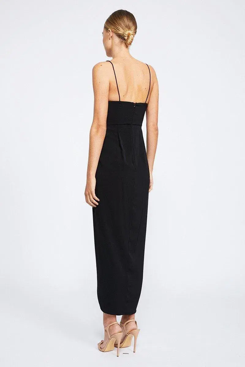 Shona Joy Core Cocktail Draped Maxi Dress Black Size 16 for rent on The Volte - main image