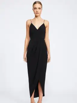 Shona Joy Core Cocktail Draped Maxi Dress Black Size 16 for rent on The Volte - image 1