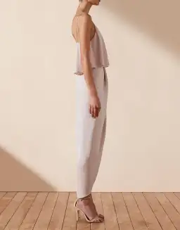 Shona Joy Luxe Draped Cocktail Frill Dress Porcelain Size 16 for rent on The Volte - image 3