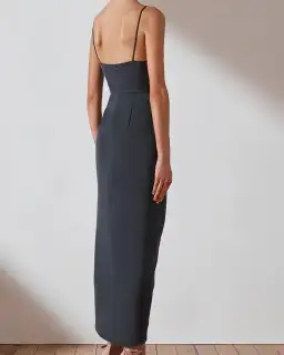 Shona Joy Core Cocktail Draped Maxi Dress Charcoal Grey Size 14 for rent on The Volte - image 2