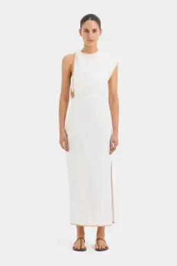 Sir the Label The Noemi Cut Out Midi Dress in Ivory Size 8 for rent on The Volte - image 1