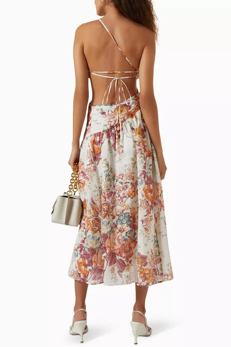 Zimmermann The Pattie Asymmetric Dress in Cream Floral Size 2/AU 12 for rent on The Volte - main image