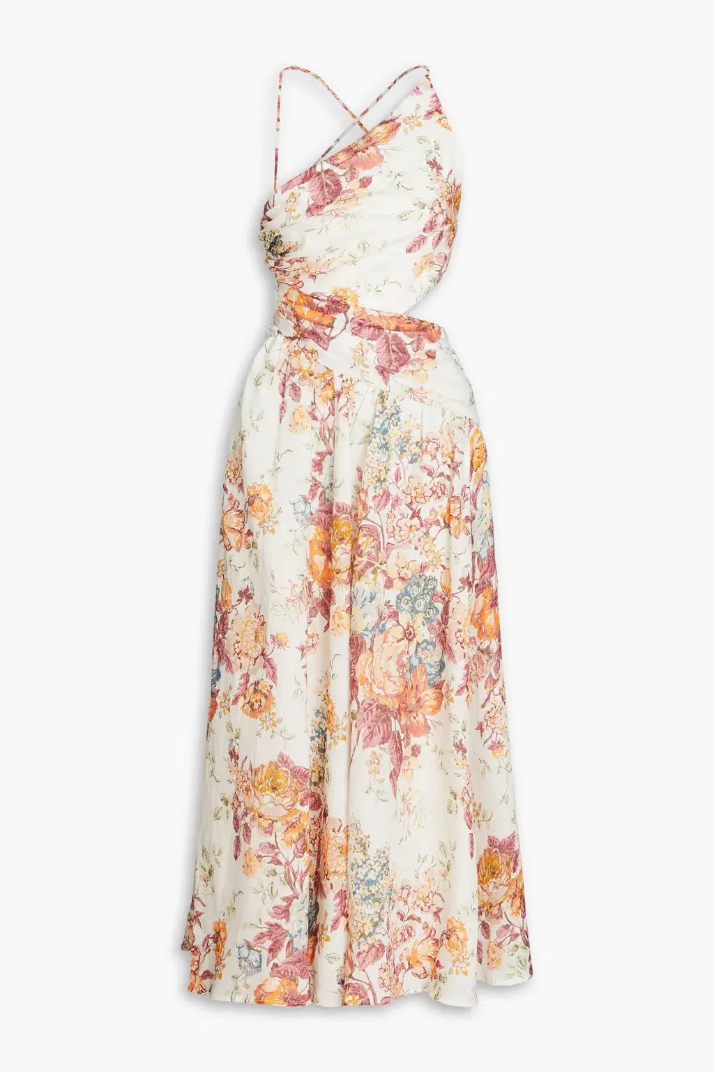 Zimmermann The Pattie Asymmetric Dress in Cream Floral Size 2/AU 12 for rent on The Volte - main image
