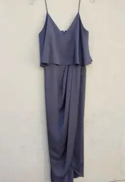 Shona Joy Luxe Draped Cocktail Frill Dress Charcoal Size 16 for rent on The Volte - image 2