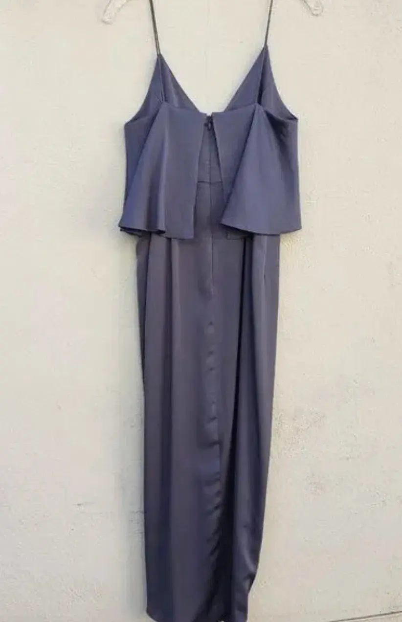 Shona Joy Luxe Draped Cocktail Frill Dress Charcoal Size 16 for rent on The Volte - main image