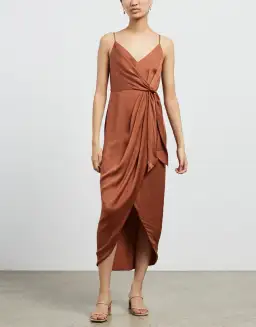 Shona Joy Luxe Tie Front Cocktail Dress Mocha Size 14 for rent on The Volte - image 1