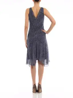 Diane Von Furstenberg Dita Silk Knee-Length Dress Blue/White Size 10 for rent on The Volte - image 2