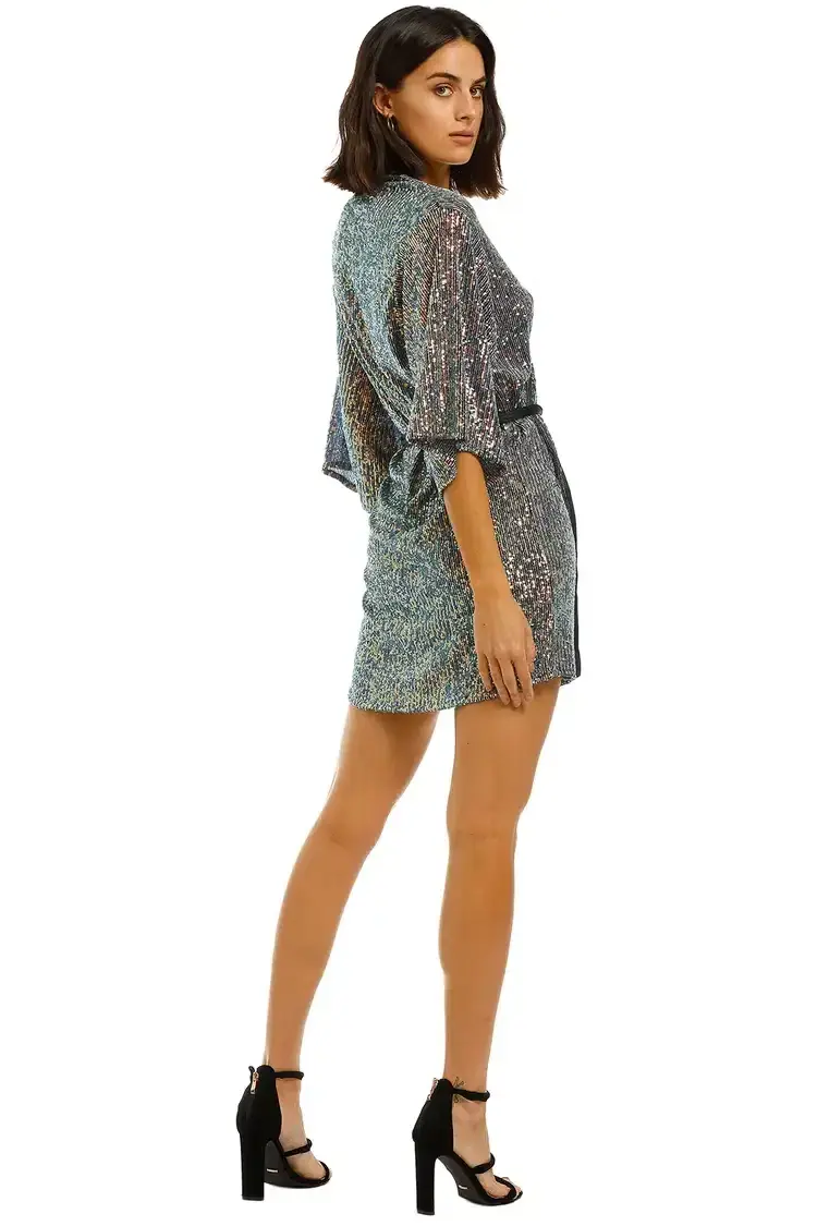 Winona Fantasia Wrap Dress Blue Blue Multi size 12 for rent on The Volte - main image