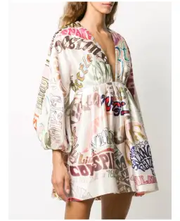 Zimmermann The Ladybeetle Word Mini Dress in Word Print Size 2/Au 12 for rent on The Volte - image 1
