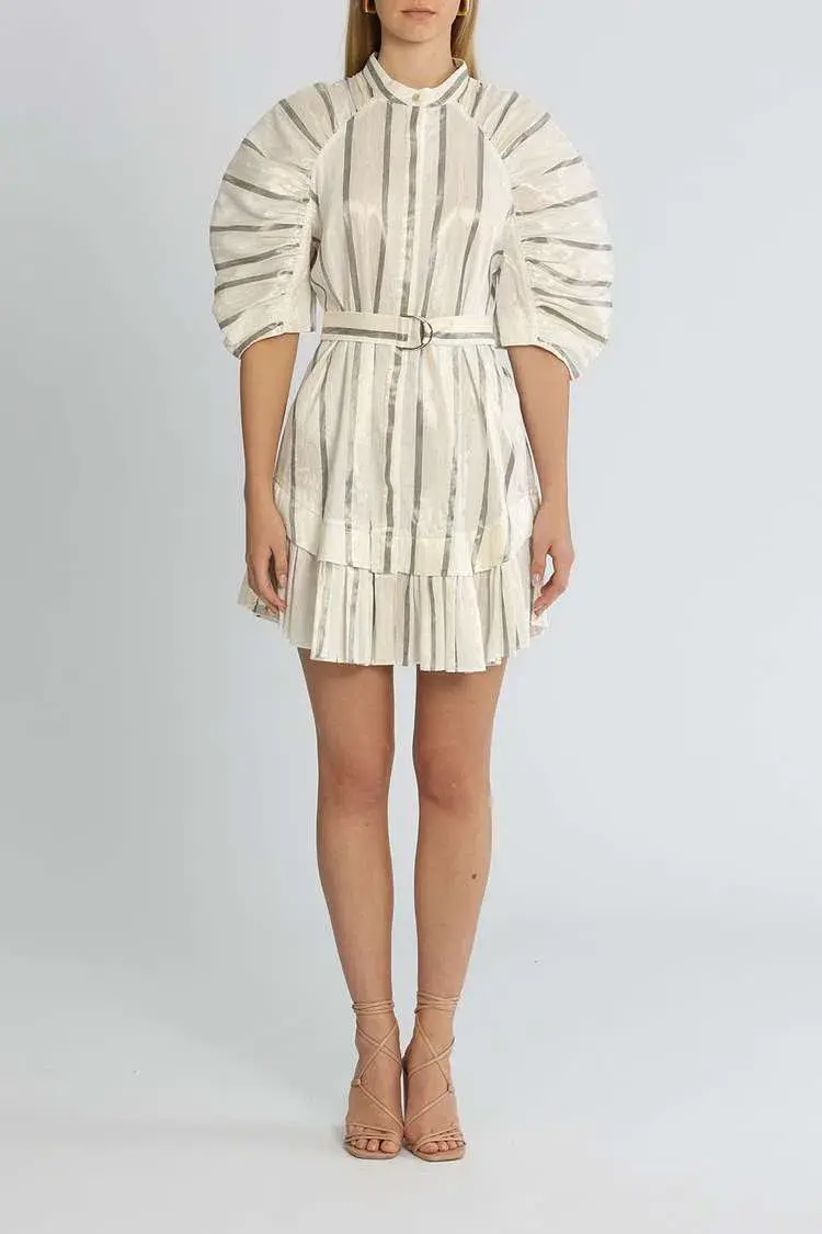 Acler Leighton Mini Dress Ivory Print Size 8 - Image 1