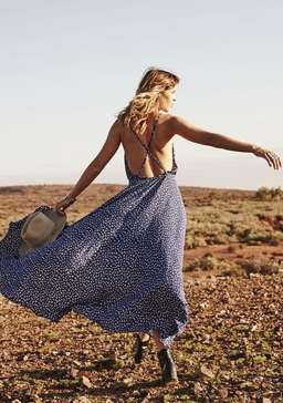 Vagabond Backless Splash Dress Navy Tiny Floral for rent on The Volte - image 2