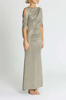 Montique Lana Metallic Gown Gold Size 14 for rent on The Volte - image 2