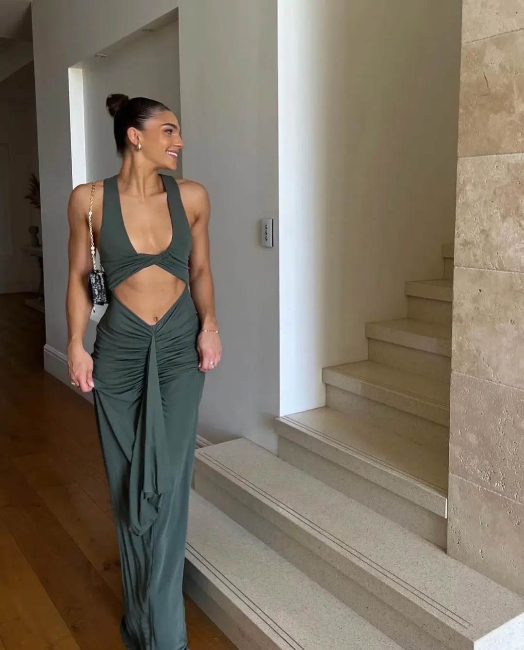 Christopher Esber Vivenda Drape Dress Green Size S/ AU 8 for rent on The Volte - main image