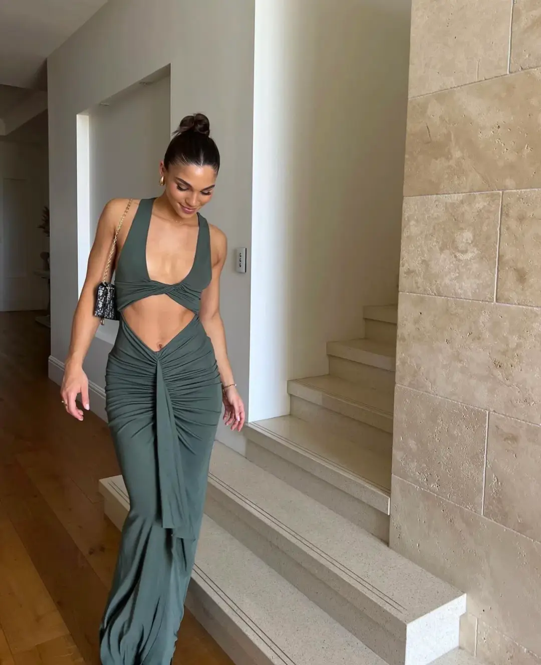 Christopher Esber Vivenda Drape Dress Green Size S/ AU 8 for rent on The Volte - main image