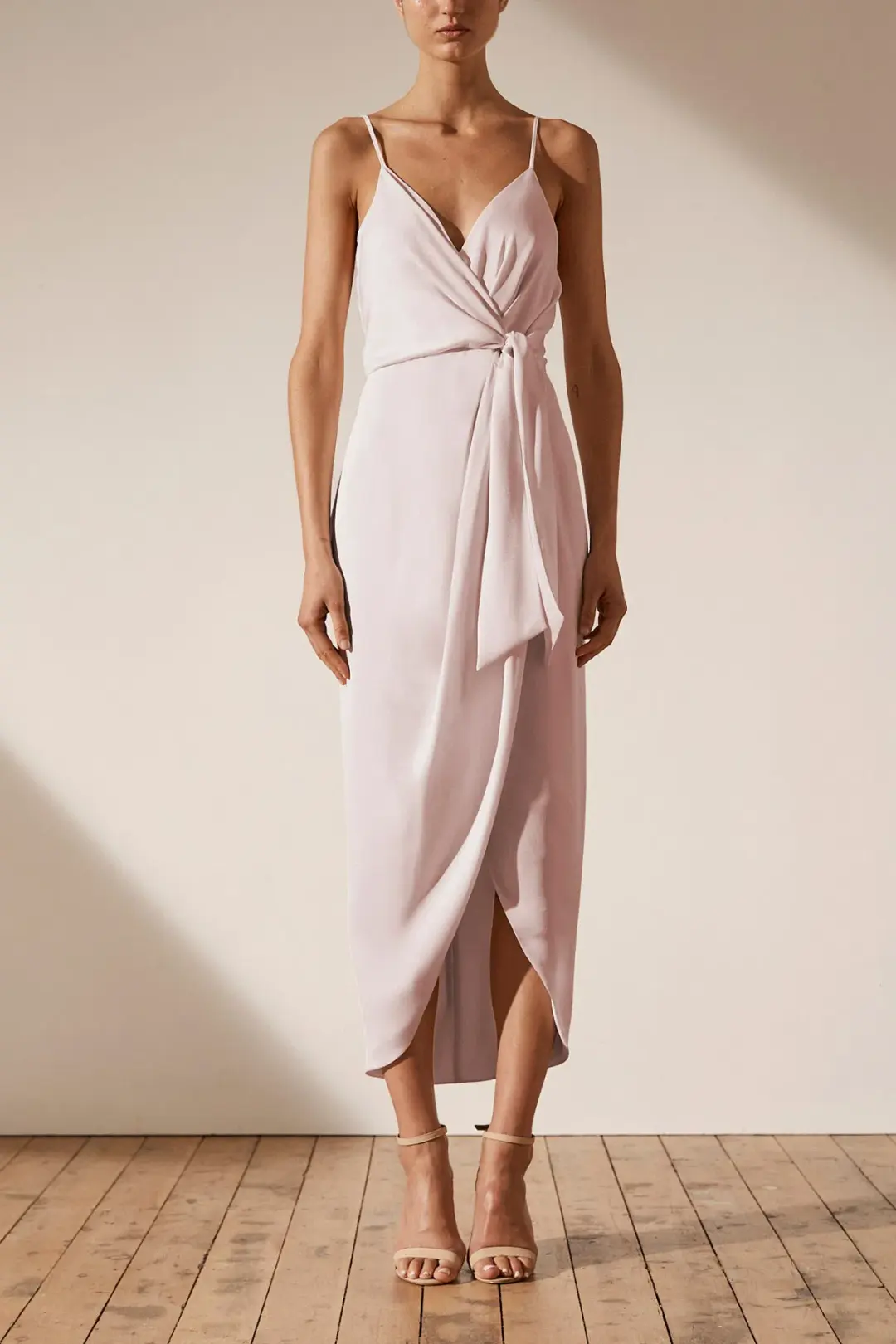 Shona Joy Luxe Tie Front Cocktail Dress Porcelain Size 10 for rent on The Volte - main image