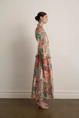 Kate Ford Cairo Long Layered Gown Multi Print Size 3/AU 12 for rent on The Volte - image 4