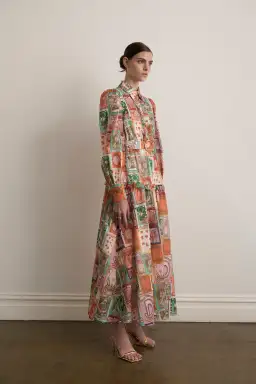 Kate Ford Cairo Long Layered Gown Multi Print Size 3/AU 12 for rent on The Volte - image 2