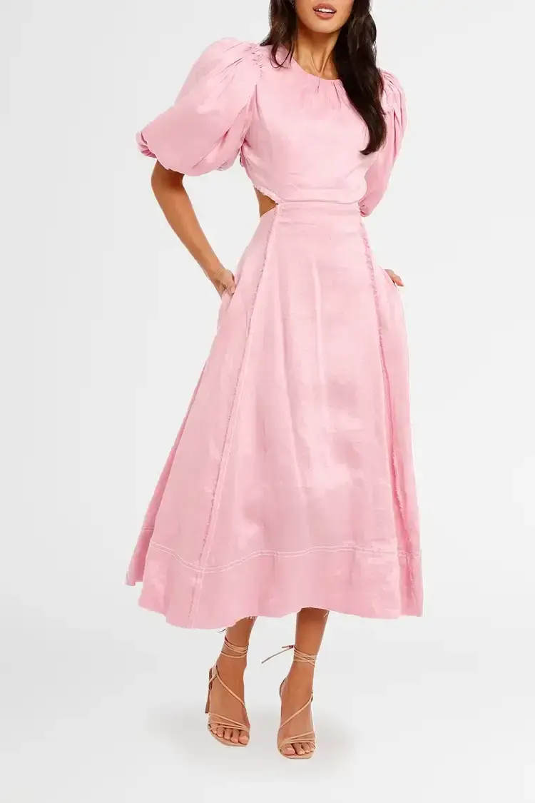 AJE Serendipity Cut Out Dress in Musk Size 12 for rent on The Volte - main image