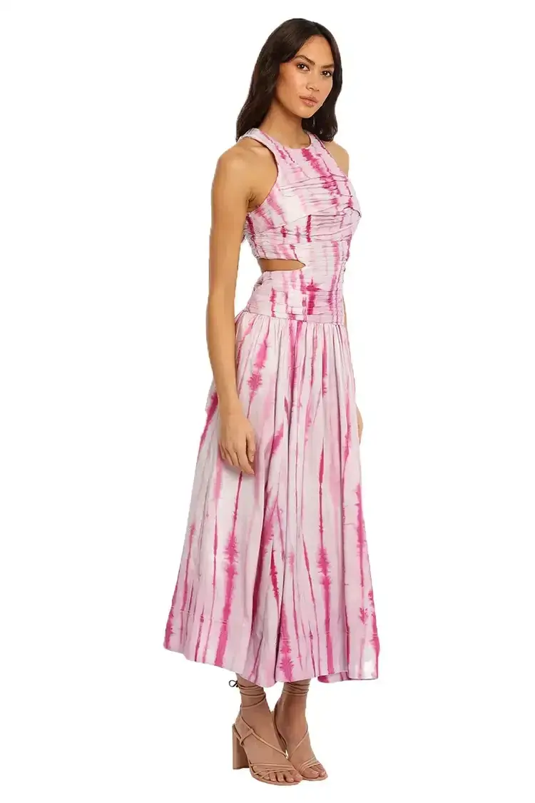 AJE Introspect Ripple Midi Dress in Pink Size 10 - Image 2