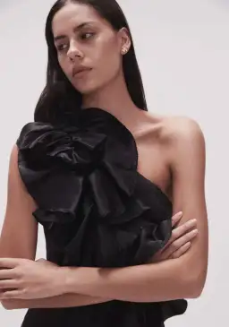 Aje Adelia Ruffle Midi Dress Black Size 10 for rent on The Volte - image 2