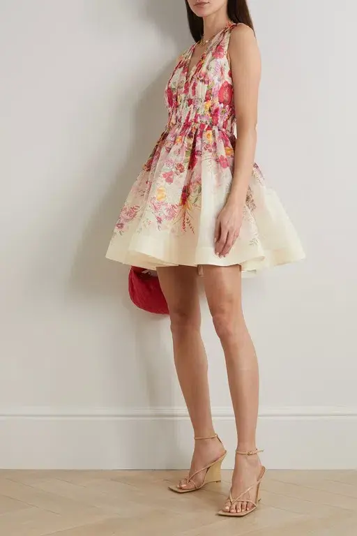 Zimmermann Wonderland V Neck Mini Dress Floral Size 0 / AU 8 for rent on The Volte - main image