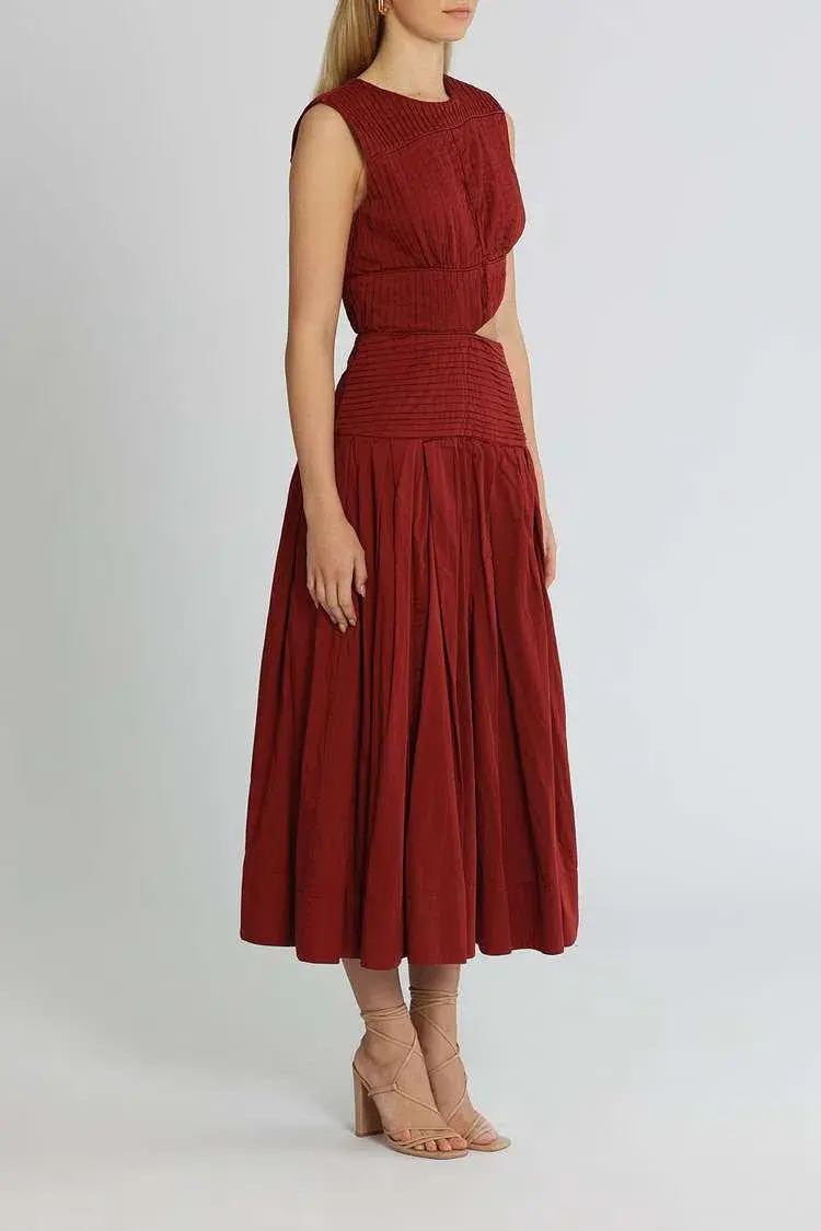 AJE Cascade Cut Out Dress Burgundy Size 8 - Image 2